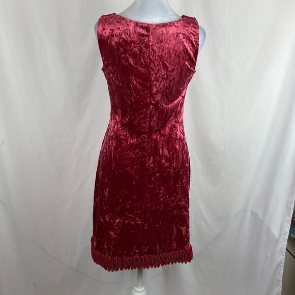 Nicole Miller Red Crushed Velvet Ruffled Romantic Fairy Dress NWOT Size L - Picture 5 of 12
